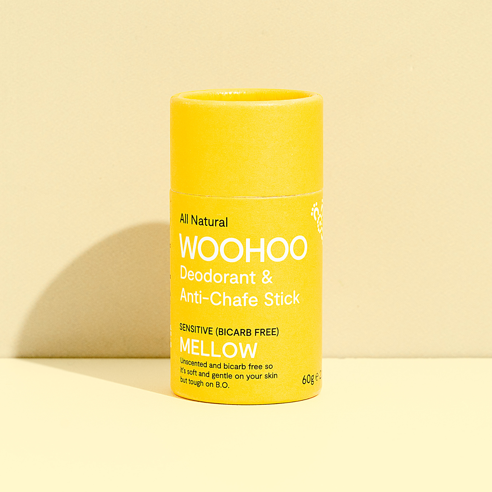 Woohoo Natural Deodorant & Anti-Chafe Stick (Mellow) 60g - NEW FORMULA